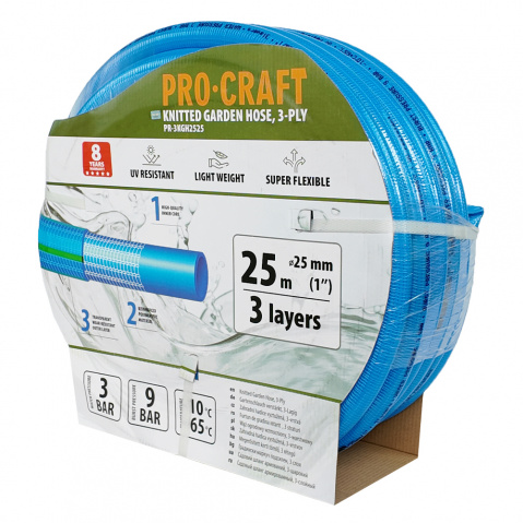 Modrá zahradní hadice Procraft PR-3KGH2525 3 vrstvy, 1" 25 m | PR-3KGH2525
